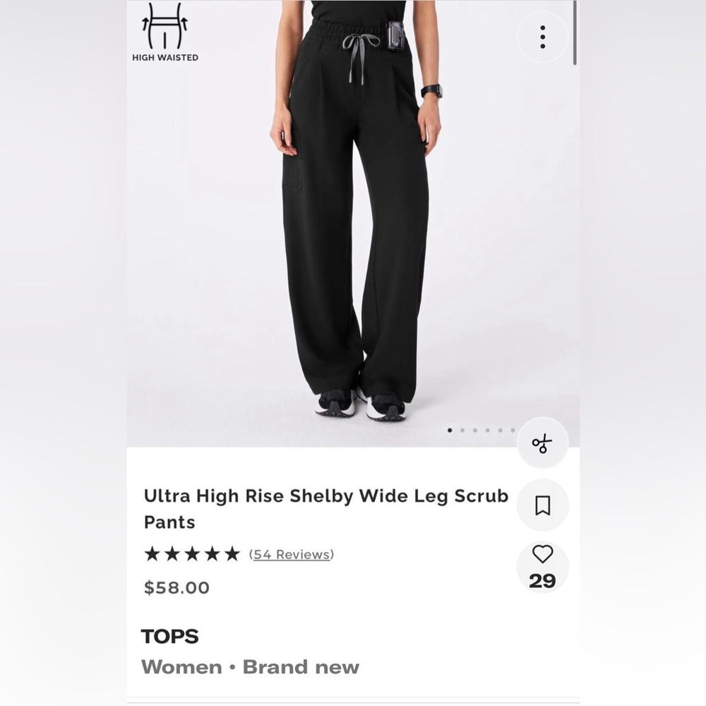 Ultra High Rise Black Wide Leg Scrub Pants